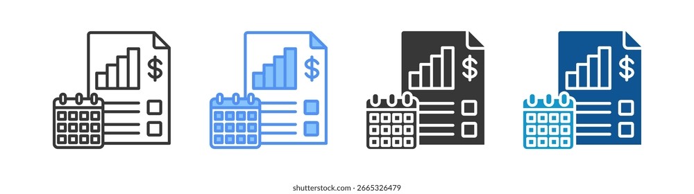 Financial Planning Icon Set Multiple Style Collection