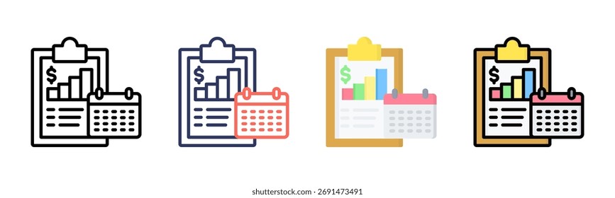Conjunto de iconos de Financial Planning colección de varios estilos