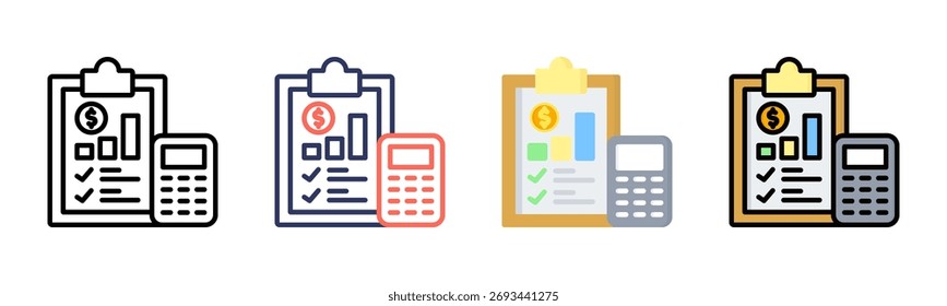 Financial Planning icon set multiple style collection