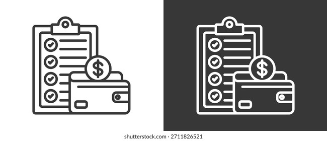 Conjunto De Ícones E Coleção De Vetores Do Financial Planning Isolados Em Preto E Branco