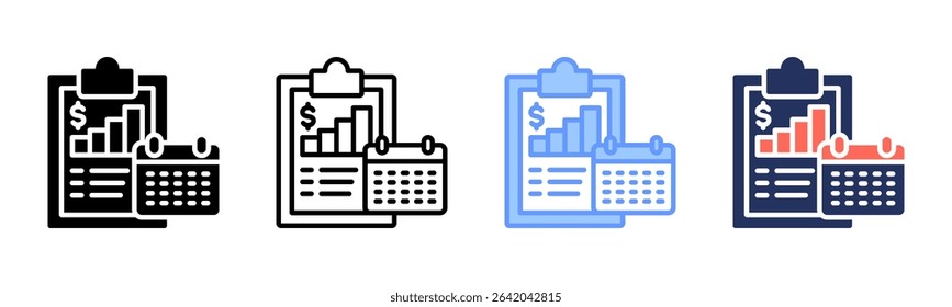 Financial Planning icon sheet multiple style collection