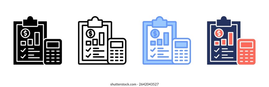 Financial Planning icon sheet multiple style collection