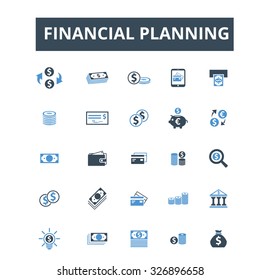 iconos de planificación financiera