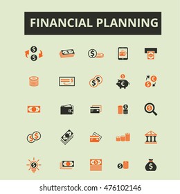 iconos de planificación financiera