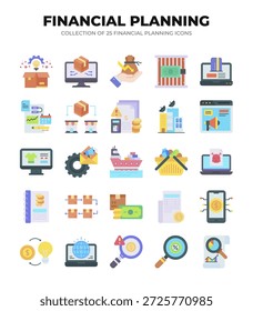 Iconos de planificación financiera. Una Guía Completa de Negocios y Administración de Dinero