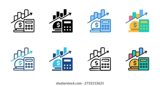 Los iconos de Financial Planning establecen múltiples estilos de colección. Trazo editable 
