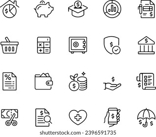 Diseño vectorial de iconos de planificación financiera