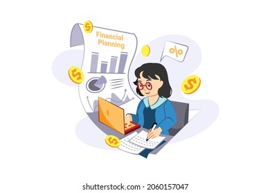 Financial Planning Illustration concept. Flat illustration isolated on white background.