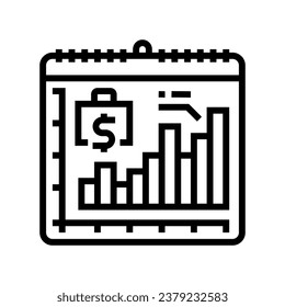 vector de icono de línea de planificación financiera. signo de planificación financiera. símbolo de contorno aislado ilustración negra