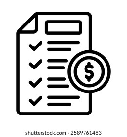 Financial Planning Line Vector Illustration On White Background.