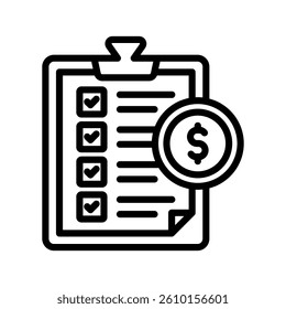 Financial Planning Line Vector Illustration On White Background.