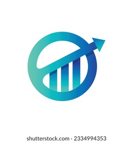 Ilustración del material de diseño de vectores con logotipo de planificación financiera. Diseño del logotipo del icono de flecha de crecimiento para la financiación de datos creación de inversión plantilla de logotipo de inversión