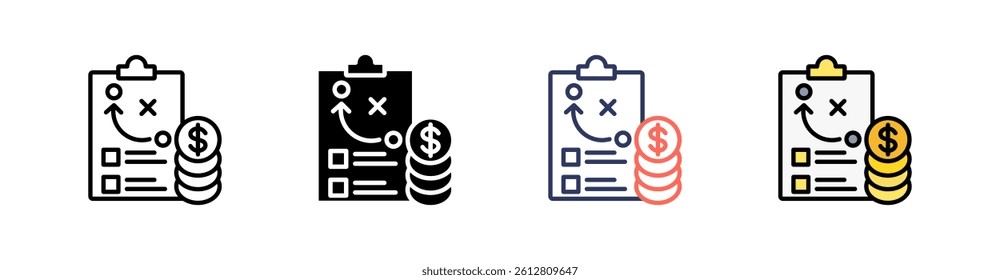 Financial Planning Multi Style Icon Set Vector