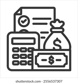 Financial Planning Outline Icon Vector Illustration
