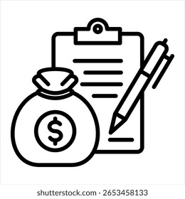 Financial Planning Outline Icon Vector Illustration