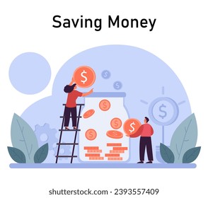 Financial planning. Personal and family budget development, expense management. Investing money. Financial well-being. Flat vector illustration