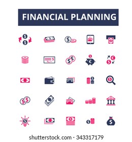 financial planning, personal finance  icons, signs vector concept set for infographics, mobile, website, application
