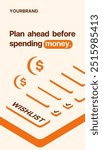 Financial Planning Social Media Post Template Featuring Vibrant Wishlist and Budgeting Illustration for Smart Spending.