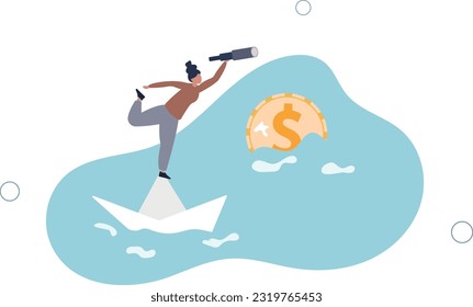 Objetivo, visión y estrategia de planificación financiera para la libertad financiera o el concepto de objetivo de ahorro para la jubilación. Ilustración vectorial plana.