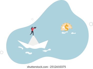 Meta de planejamento financeiro, visão e estratégia para liberdade financeira ou conceito de objetivo de poupança de aposentadoria.design plano com pessoas.