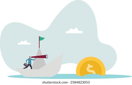 Financial planning target, vision and strategy for financial freedom or retirement saving goal .business concept.flat character.