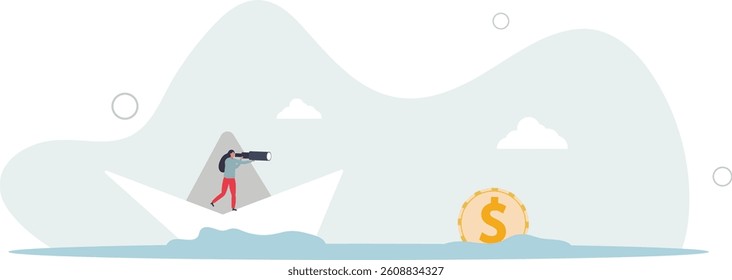 Financial planning target, vision and strategy for financial freedom or retirement saving goal concept.flat character life .