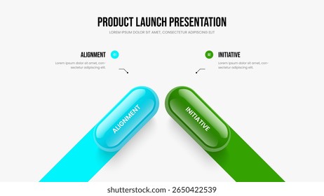 Financial Planning Two Option Infographic Frame Layout. Market Overview 2 Element Diagram Slide Template. Consulting Analysis Presentation Design Vector Illustration.