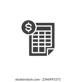 Financial planning vector icon. filled flat sign for mobile concept and web design. Budget plan document glyph icon. Symbol, logo illustration. Vector graphics