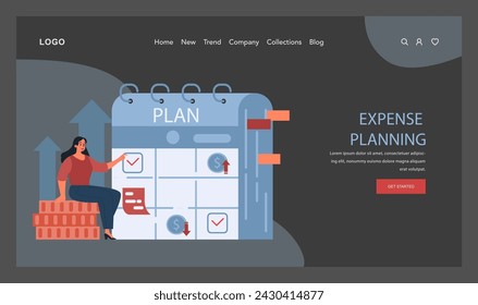 Financial planning web banner or landing page dark or night mode. Personal and family budget development, expense management. Investing money. Financial well-being. Flat vector illustration