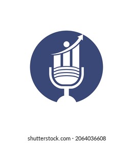 Diseño del logo del vector del micrófono del podcast financiero. ilustración de un micrófono y un diseño de icono de gráfico de negocios.	
