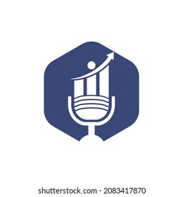 Financial podcast mic vector logo design. illustration of a microphone and a business graph icon design.	

