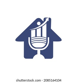 Diseño del logo del vector del micrófono del podcast financiero. ilustración de un micrófono y un diseño de icono de gráfico de negocios.	
