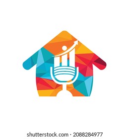 Diseño del logo del vector del micrófono del podcast financiero. ilustración de un micrófono y un diseño de icono de gráfico de negocios.	
