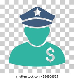 Financial Policeman icon. Vector illustration style is flat iconic bicolor symbol, cobalt and cyan colors, transparent background. Designed for web and software interfaces.