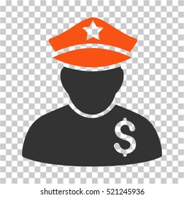 Financial Policeman icon. Vector pictograph style is a flat symbol, color, chess transparent background. Designed for software and web interface toolbars and menus.