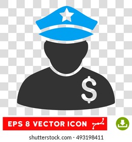 Financial Policeman vector icon. Image style is a flat blue and gray pictogram symbol.