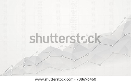 Financial polygonal diagram with ascending graphs on white background with numbers.