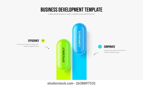 Financial Portfolio 2 Step Diagram Frame Template. Visual Report Presentation Design Vector Illustration. Service Insight Two Element Infographic Slideshow Layout.