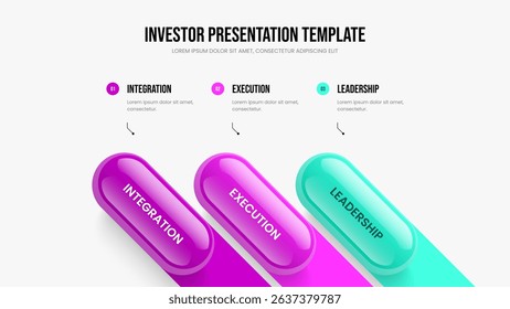 Financial Portfolio 3 Option Infographic Slide Layout. Corporate Growth Presentation Template Vector Illustration. Company Briefing Three Element Diagram Slideshow Design.