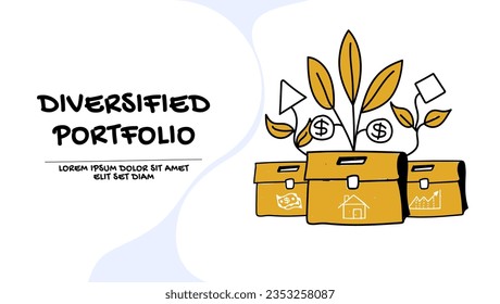 Financial portfolio diversification and asset management concept 