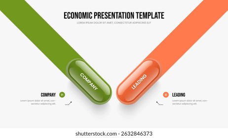 Financial Portfolio Slide Template Vector Illustration. Service Proposal Two Element Diagram Frame Design. Professional Insight 2 Step Infographic Slideshow Layout.