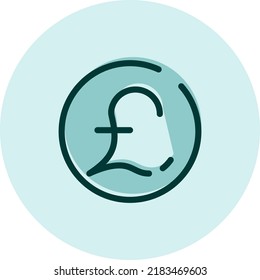 Financial pound, illustration, vector on a white background.