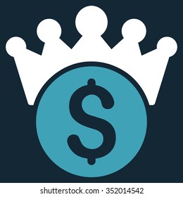 Financial Power vector icon. Style is bicolor flat symbol, blue and white colors, rounded angles, dark blue background.