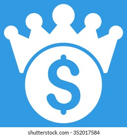 Financial Power vector icon. Style is flat symbol, white color, rounded angles, blue background.