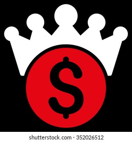 Financial Power vector icon. Style is bicolor flat symbol, red and white colors, rounded angles, black background.