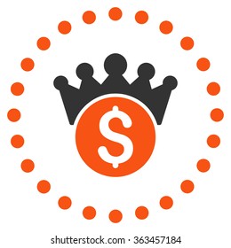 Financial Power vector icon. Style is bicolor flat circled symbol, orange and gray colors, rounded angles, white background.