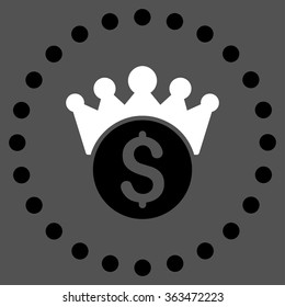 Financial Power vector icon. Style is bicolor flat circled symbol, black and white colors, rounded angles, gray background.