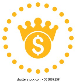 Financial Power vector icon. Style is flat circled symbol, yellow color, rounded angles, white background.