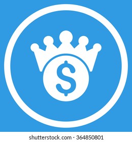 Financial Power vector icon. Style is flat circled symbol, white color, rounded angles, blue background.