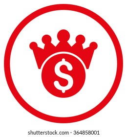 Financial Power vector icon. Style is flat circled symbol, red color, rounded angles, white background.